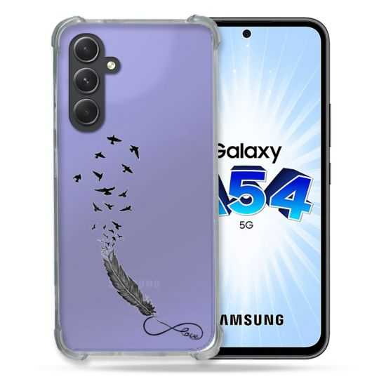 Coque Renforcée En Verre Trempé Transparente Pour Samsung Galaxy A54 5G Plume Infini