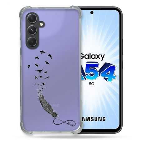 Coque Renforcée En Verre Trempé Transparente Pour Samsung Galaxy A54 5G Plume Infini