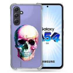 Coque Renforcée En Verre Trempé Transparente Pour Samsung Galaxy A54 5G Skull Head Crane Colore