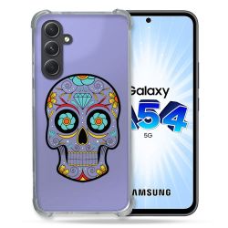 Coque Renforcée En Verre Trempé Transparente Pour Samsung Galaxy A54 5G Tete Mort Color