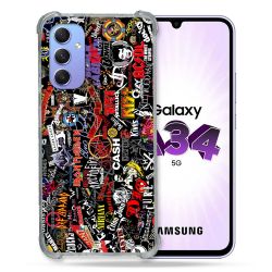 Coque Renforcée En Verre Trempé Pour Samsung Galaxy A34 5G Musique Rock Groupe