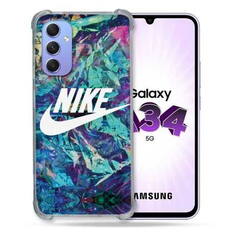 Coque Renforcée En Verre Trempé Pour Samsung Galaxy A34 5G Nike Turquoise