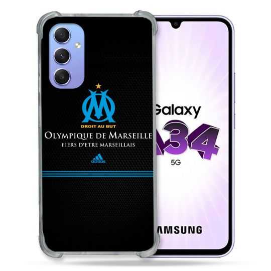 Coque Renforcée En Verre Trempé Pour Samsung Galaxy A34 5G Olympique Marseille OM Fier etre Marseillais
