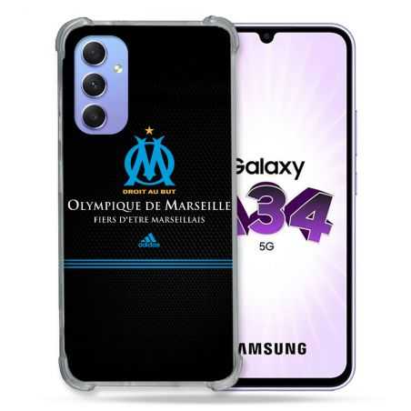Coque Renforcée En Verre Trempé Pour Samsung Galaxy A34 5G Olympique Marseille OM Fier etre Marseillais