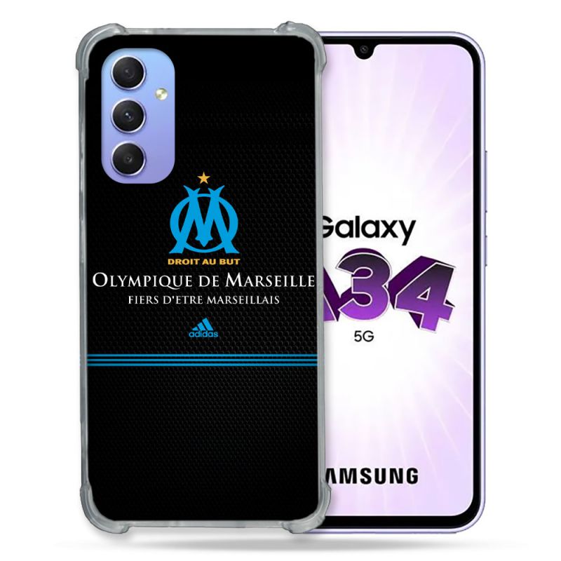 Coque Renforcée En Verre Trempé Pour Samsung Galaxy A34 5G Olympique Marseille OM Fier etre Marseillais