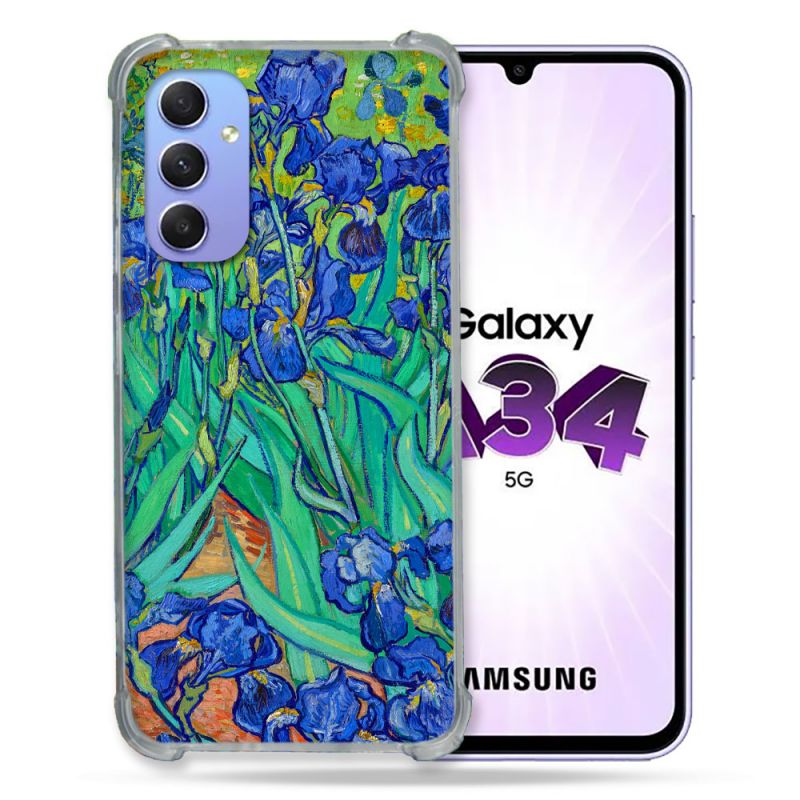 Coque Renforcée En Verre Trempé Pour Samsung Galaxy A34 5G Peinture Iris