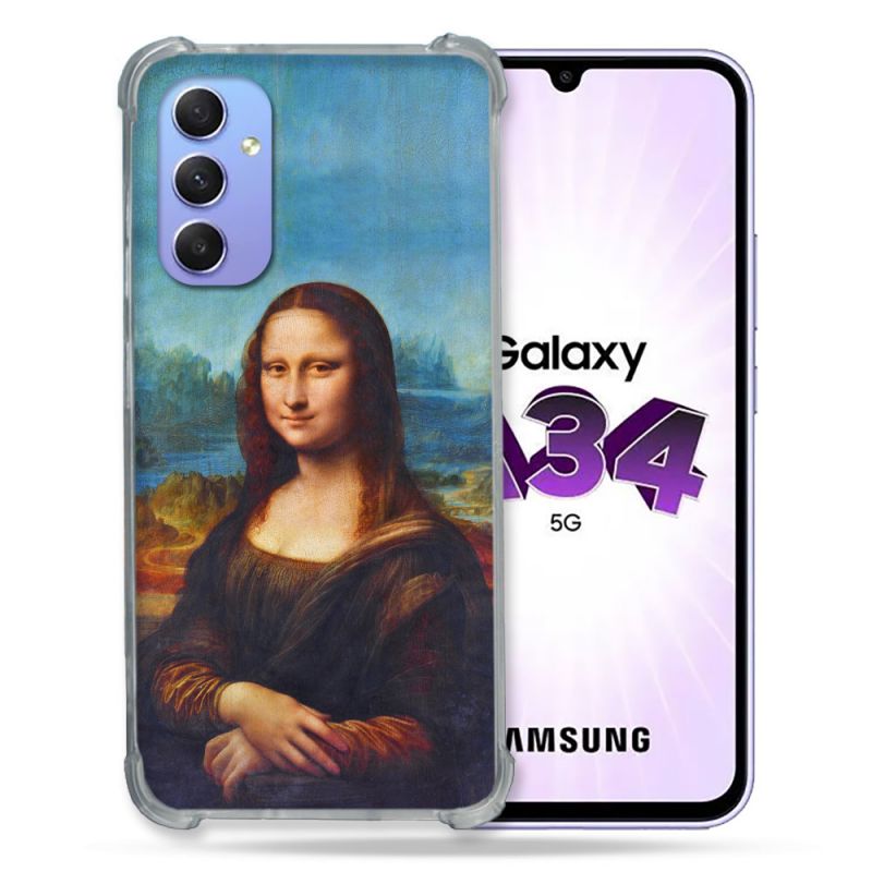 Coque Renforcée En Verre Trempé Pour Samsung Galaxy A34 5G Peinture Joconde