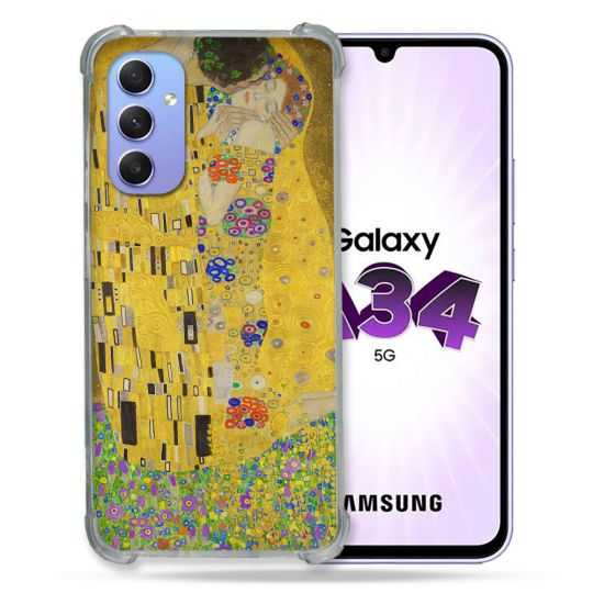 Coque Renforcée En Verre Trempé Pour Samsung Galaxy A34 5G Peinture Le Baiser
