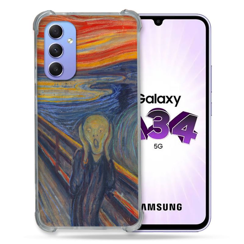 Coque Renforcée En Verre Trempé Pour Samsung Galaxy A34 5G Peinture Le Cri