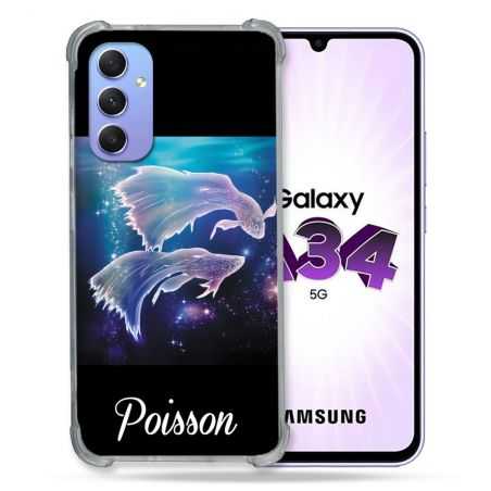 Coque Renforcée En Verre Trempé Pour Samsung Galaxy A34 5G Signe Zodiaque 2 Poisson