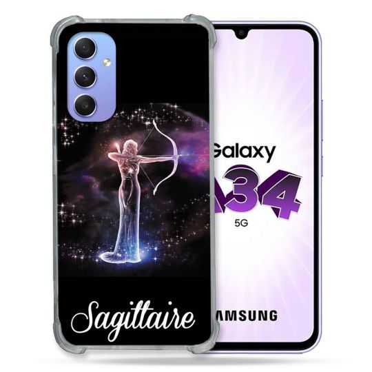 Coque Renforcée En Verre Trempé Pour Samsung Galaxy A34 5G Signe Zodiaque 2 Sagittaire
