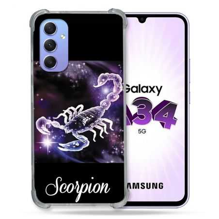 Coque Renforcée En Verre Trempé Pour Samsung Galaxy A34 5G Signe Zodiaque 2 Scorpion