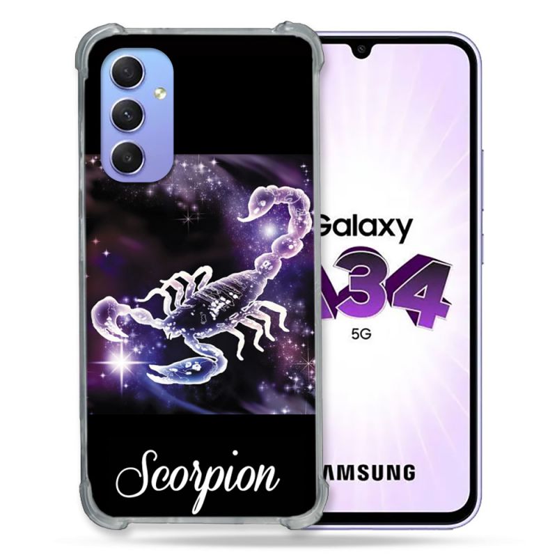 Coque Renforcée En Verre Trempé Pour Samsung Galaxy A34 5G Signe Zodiaque 2 Scorpion