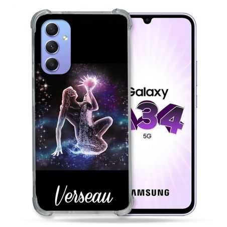 Coque Renforcée En Verre Trempé Pour Samsung Galaxy A34 5G Signe Zodiaque 2 Verseau