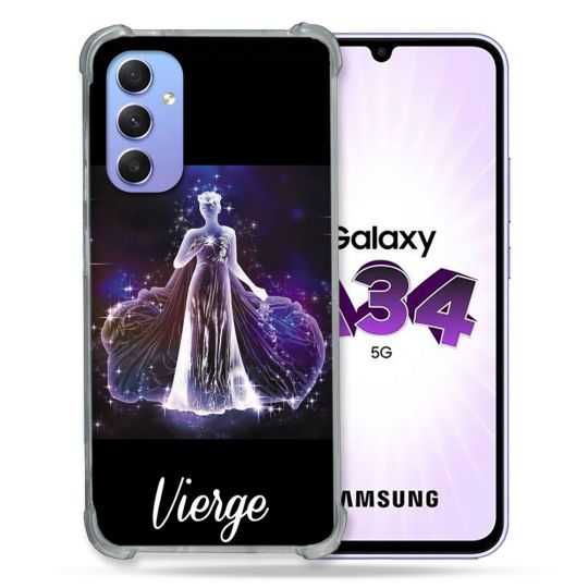 Coque Renforcée En Verre Trempé Pour Samsung Galaxy A34 5G Signe Zodiaque 2 Vierge