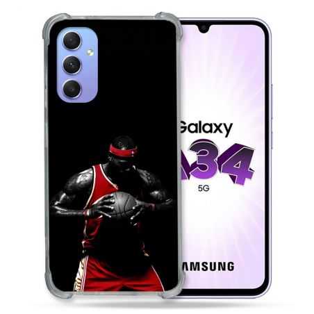 Coque Renforcée En Verre Trempé Pour Samsung Galaxy A34 5G Sport Basketeur