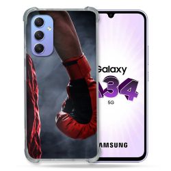 Coque Renforcée En Verre Trempé Pour Samsung Galaxy A34 5G Sport Boxe Gant Rouge