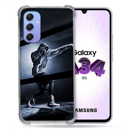 Coque Renforcée En Verre Trempé Pour Samsung Galaxy A34 5G Sport Boxe Poing