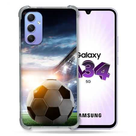 Coque Renforcée En Verre Trempé Pour Samsung Galaxy A34 5G Sport Football Stade