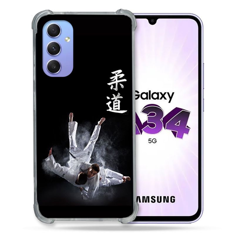 Coque Renforcée En Verre Trempé Pour Samsung Galaxy A34 5G Sport Judo Noir