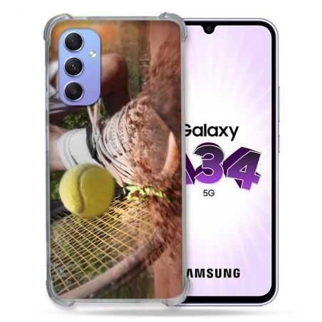 Coque Renforcée En Verre Trempé Pour Samsung Galaxy A34 5G Sport Tennis Glissade