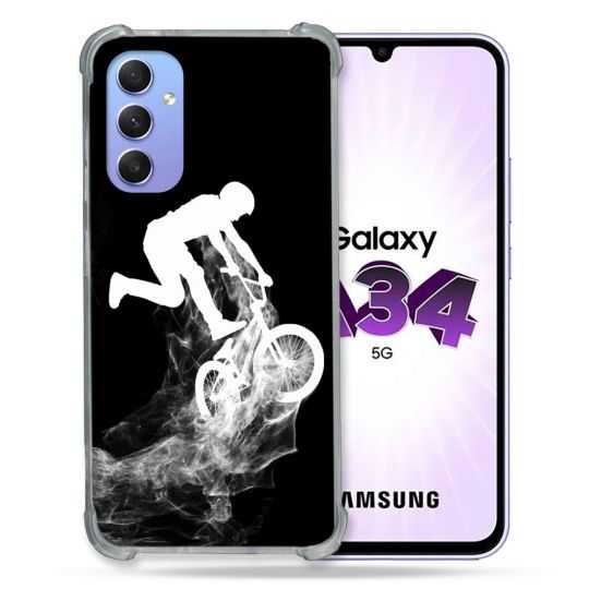 Coque Renforcée En Verre Trempé Pour Samsung Galaxy A34 5G Sport VTT Noir