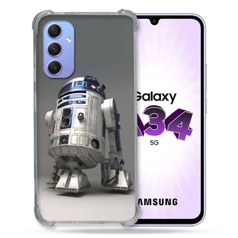 Coque Renforcée En Verre Trempé Pour Samsung Galaxy A34 5G Star Wars - R2D2