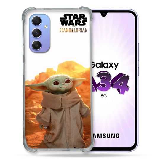 Coque Renforcée En Verre Trempé Pour Samsung Galaxy A34 5G Star Wars - Yoda bebe soleil