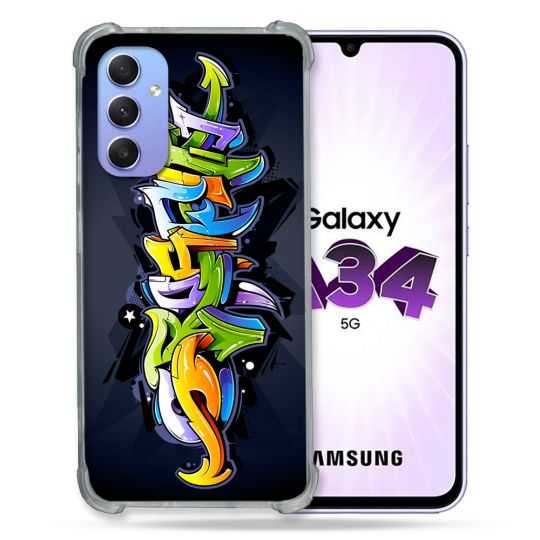Coque Renforcée En Verre Trempé Pour Samsung Galaxy A34 5G Street Art Graffiti