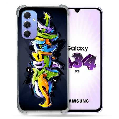Coque Renforcée En Verre Trempé Pour Samsung Galaxy A34 5G Street Art Graffiti