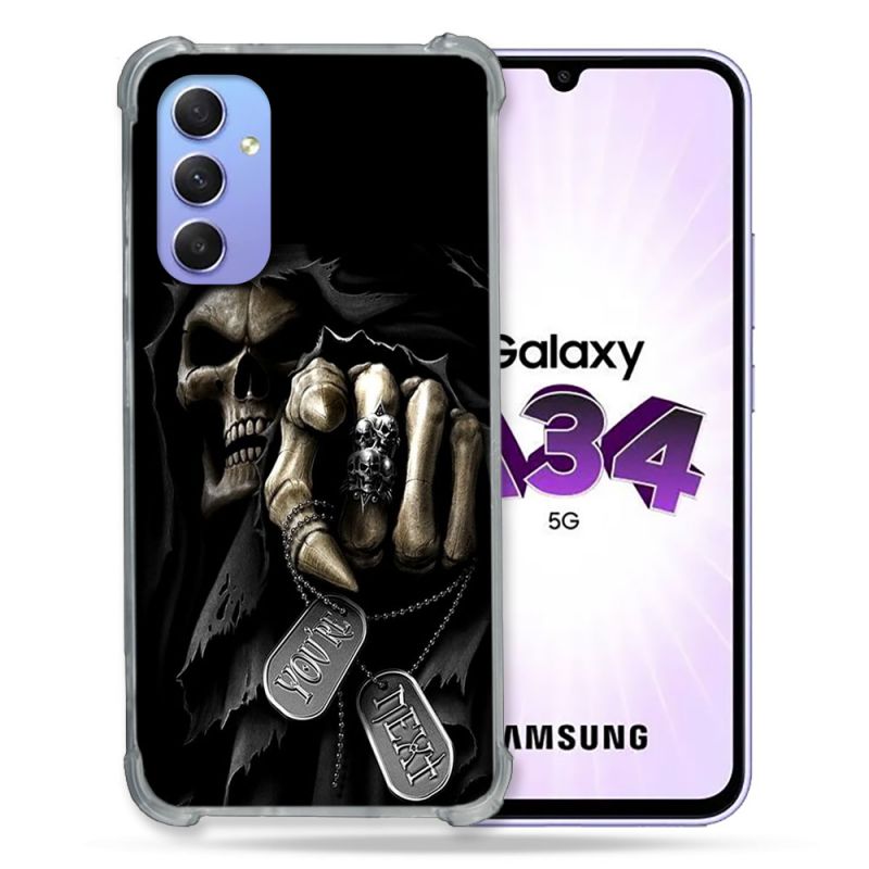 Coque Renforcée En Verre Trempé Pour Samsung Galaxy A34 5G Tete de Mort Your Next