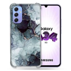 Coque Renforcée En Verre Trempé Pour Samsung Galaxy A34 5G Texture Marbre Gris