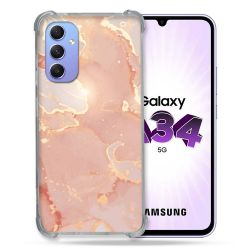 Coque Renforcée En Verre Trempé Pour Samsung Galaxy A34 5G Texture Marbre Rose