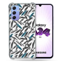 Coque Renforcée En Verre Trempé Pour Samsung Galaxy A34 5G Texture Plume Canard