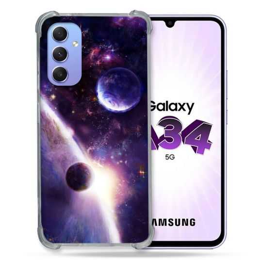 Coque Renforcée En Verre Trempé Pour Samsung Galaxy A34 5G Univers Planete Stellaire