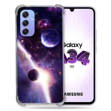 Coque Renforcée En Verre Trempé Pour Samsung Galaxy A34 5G Univers Planete Stellaire
