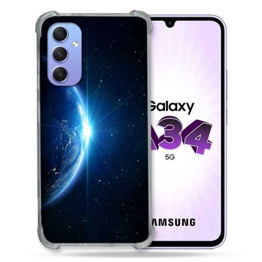 Coque Renforcée En Verre Trempé Pour Samsung Galaxy A34 5G Univers Planete Terre