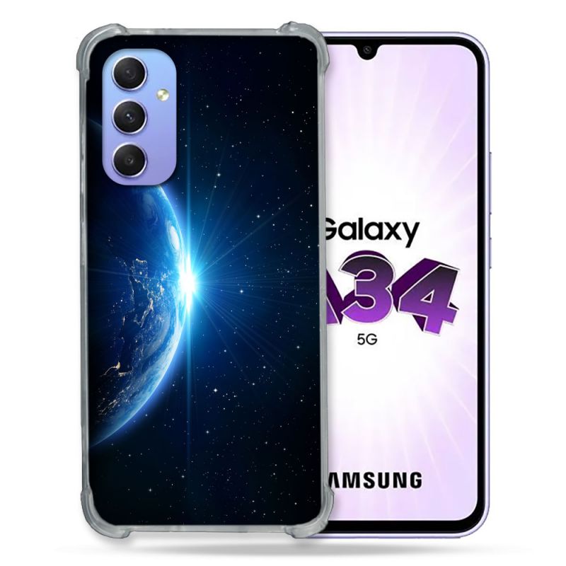 Coque Renforcée En Verre Trempé Pour Samsung Galaxy A34 5G Univers Planete Terre