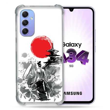 Coque Renforcée En Verre Trempé Pour Samsung Galaxy A34 5G Voyage Japon Femme