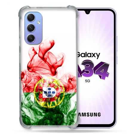 Coque Renforcée En Verre Trempé Pour Samsung Galaxy A34 5G Voyage Portugal Flamme