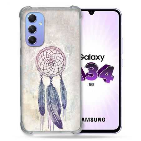 Coque Renforcée En Verre Trempé Pour Samsung Galaxy A34 5G Zen Attrape Reve Blanc