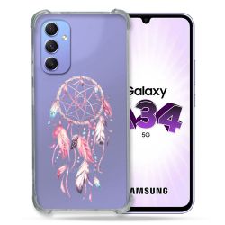 Coque Renforcée En Verre Trempé Transparente Pour Samsung Galaxy A34 5G Attrape Reve Rose