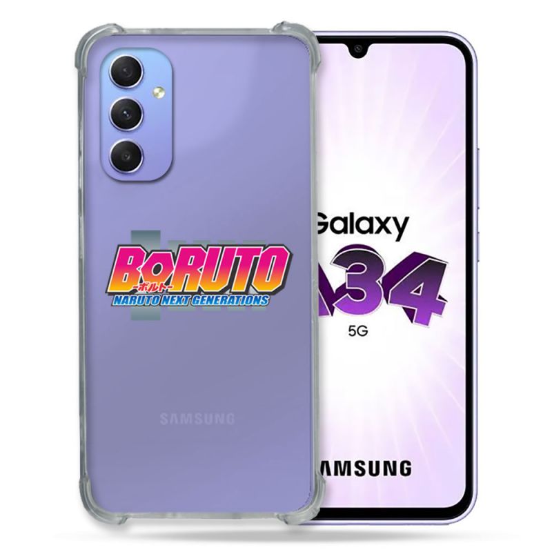 Coque Renforcée En Verre Trempé Transparente Pour Samsung Galaxy A34 5G Boruto Logo