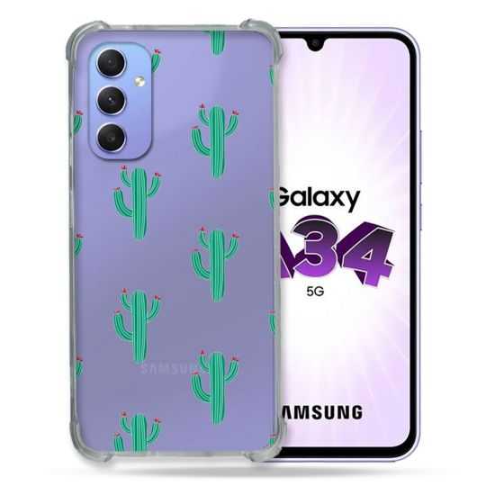 Coque Renforcée En Verre Trempé Transparente Pour Samsung Galaxy A34 5G Cactus