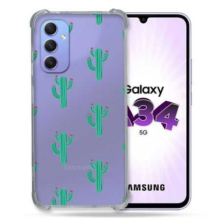 Coque Renforcée En Verre Trempé Transparente Pour Samsung Galaxy A34 5G Cactus