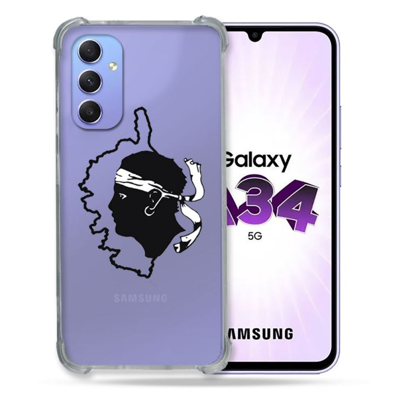 Coque Renforcée En Verre Trempé Transparente Pour Samsung Galaxy A34 5G Corse