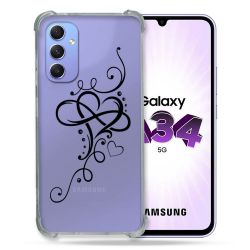 Coque Renforcée En Verre Trempé Transparente Pour Samsung Galaxy A34 5G Cœur infini