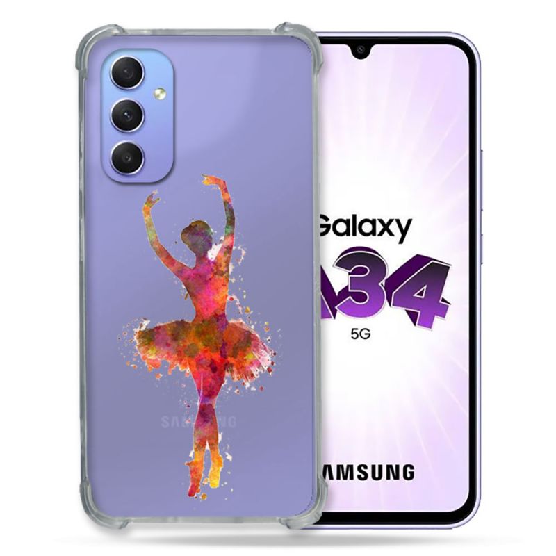 Coque Renforcée En Verre Trempé Transparente Pour Samsung Galaxy A34 5G Danseuse etoile