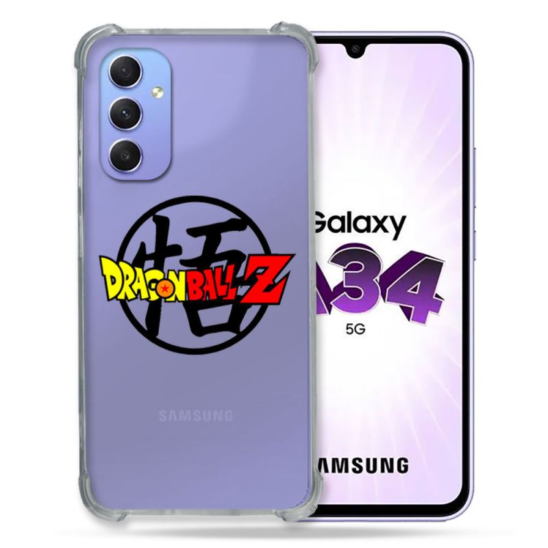 Coque Renforcée En Verre Trempé Transparente Pour Samsung Galaxy A34 5G Dragon Ball Logo