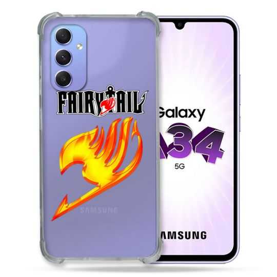 Coque Renforcée En Verre Trempé Transparente Pour Samsung Galaxy A34 5G Fairy Tail